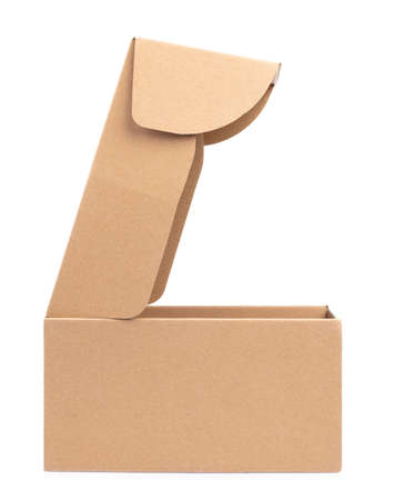 brown paper box package isolated on white background