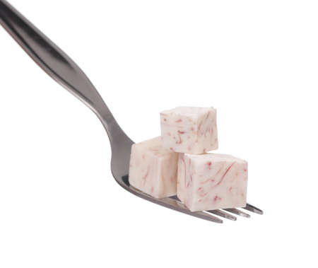 fork with taro isolated on white background