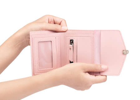jand holding wallet isolated on a white background.