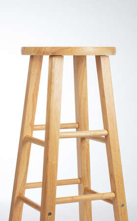 Wooden Bar Stool isolated on white background.