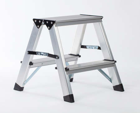 Aluminum metal step-ladder Triple Part isolated on white background