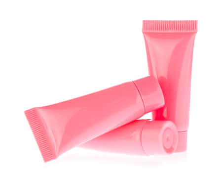 Empty Plastic Beauty Portable Cream Container Lotion Travel Isolated on White Backgroundの写真素材