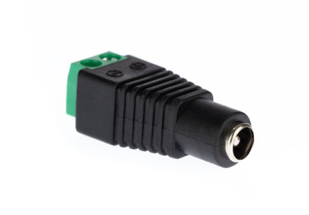 Female 2.1x5.5MM DC Power Jack Plug Adapter Connector isolated on white background