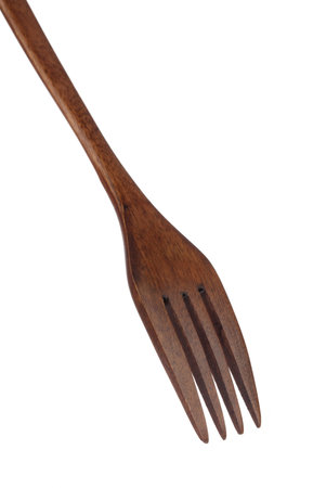 Fork bamboo kitchen isolated on a white background.の写真素材