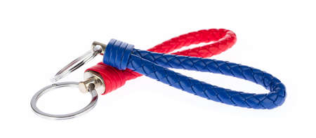 Leather Rope Keychain isolated on white background.