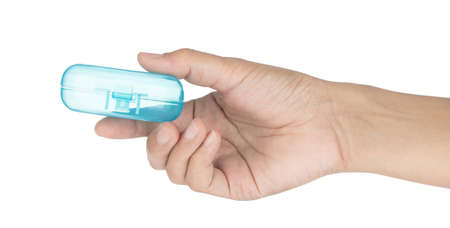 plastic Toothbrush box isolated on white backgroundの写真素材