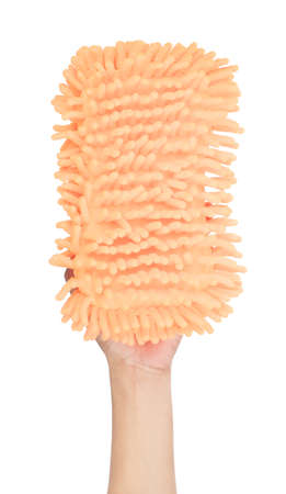 gloves sponge car wipe not hurt car paint isolated on white backgroundの写真素材