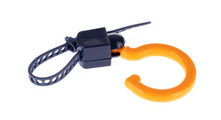 Plastic hooks isolated on white background.
