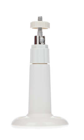 White Wall Ceiling Mount Stand Bracket for CCTV Security  isolated on a white background.