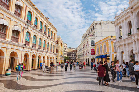 Macau,China - November 12, 2018: The Senado Square, or Senate Square is a paved town square in Macau, Chinaのeditorial素材
