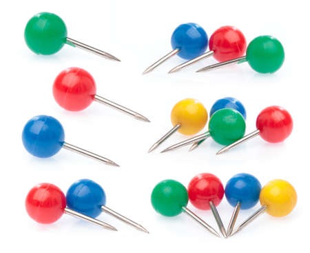 Set of push pin isolated on white background.