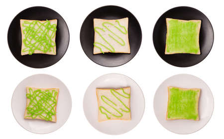 Collection Bread with jam Isolated on White Backgroundの写真素材