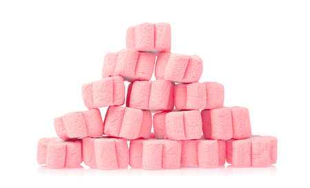 Close Up of sweet marshmallow in the shape of flower isolated on white background