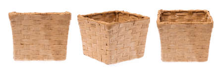 Collection of bamboo basket isolated on white background
