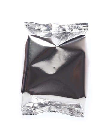 foil package bag isolated on white backgroundの写真素材