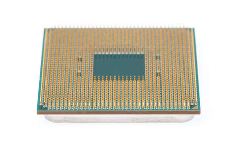 CPU microchip isolated on white background