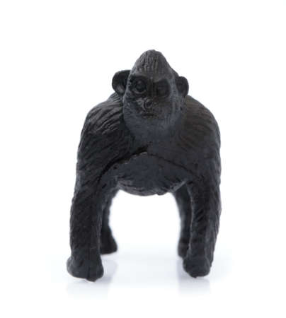 Plastic toy Baboon monkeys isolated on white background.