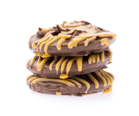 Chocolate Chip Cookies isolated on white backgroundの写真素材