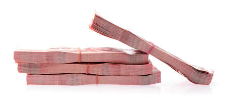 thai money isolated on white backgroundの写真素材