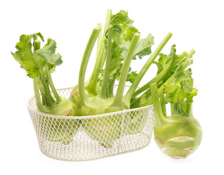 Fresh kohlrabi isolated on white background. Clipping pathの写真素材