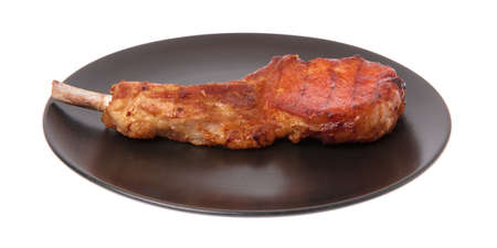 dish of Grilled pork ribs isolated on white backgroundの写真素材
