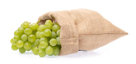 sack of Green grape isolated on white backgroundの写真素材