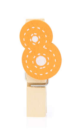 wood clip of shape number isolated on white background