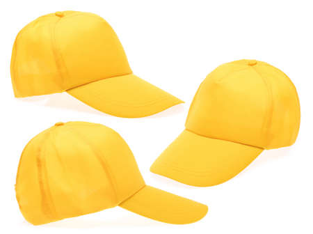 Collection of blue fashion cap isolated on white background.の写真素材