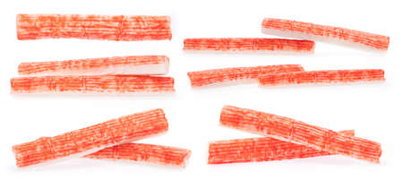 Collection of crab stick isolated on white background.の写真素材