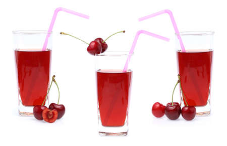Set of Cherry juice isolated on a white background.の写真素材