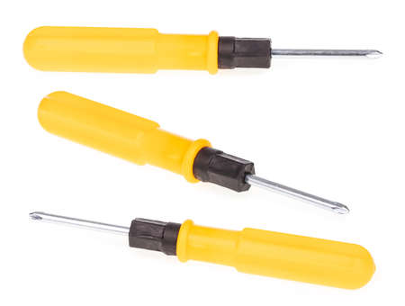 Set of Flat-Head Screwdriver isolated on white background.の写真素材