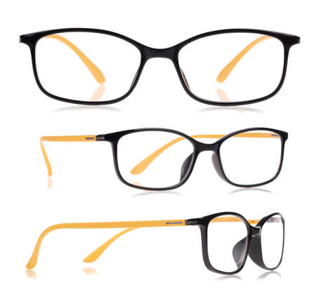 Collection Eyeglasses isolated on a white background.