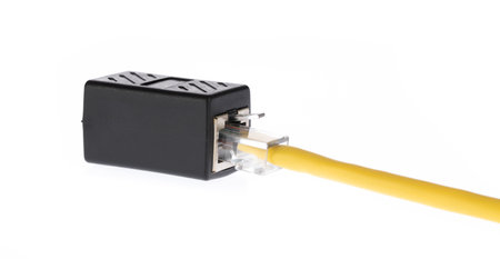 equipment cable coupler LAN connector isolated on white Background.