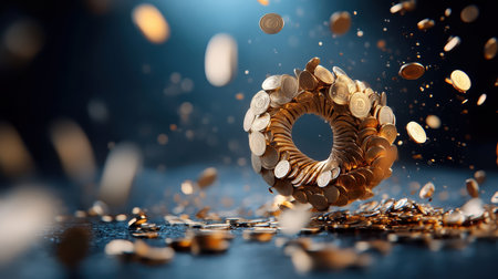 Golden spiral ascending towards the heavens, representing wealth and abundance.の素材