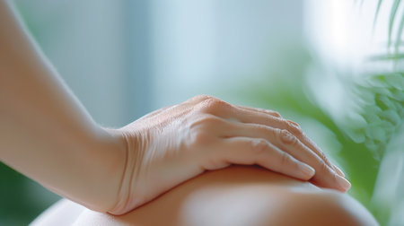 A hand massaging a neck, releasing tension.の素材