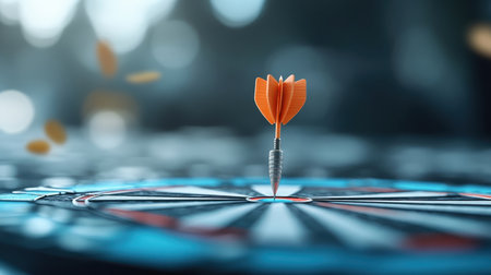 Dartboard transforming into blooming flower with dart piercing center.の素材