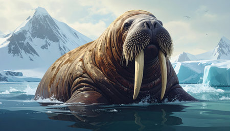 Walrus beautiful and imaginative composition with rich detail.の素材
