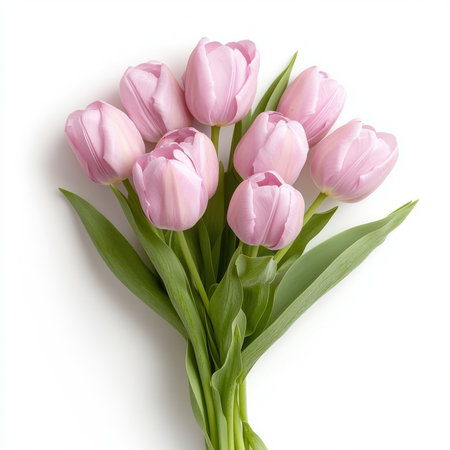 A bouquet of purple tulips, isolate on white background.の素材