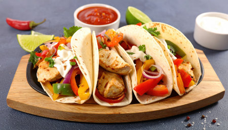 Chicken Fajitas detailed and vibrant artwork full of creative elements.の素材