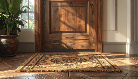 Entryway mat captivating high-resolution composition with artistic touch.の素材
