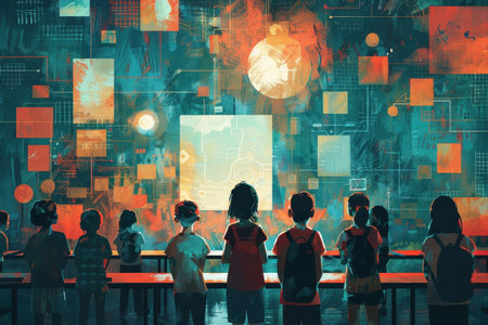 A colorful illustration showcasing inclusive education and innovative learning methods.の素材