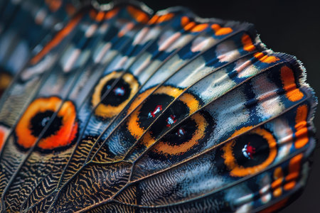 A macro photograph of a butterfly's wing resembling a scanning grid.の素材