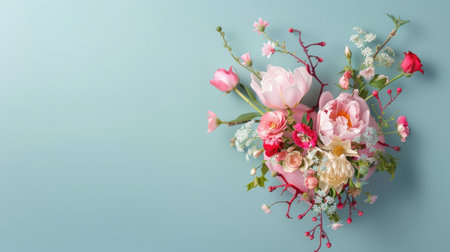 A heart pierced by thorns, yet blooming with flowers, representing the transformative power of love.の素材