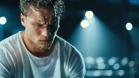 A stage actor delivers a heart-wrenching monologue, expressing deep sorrow.の素材