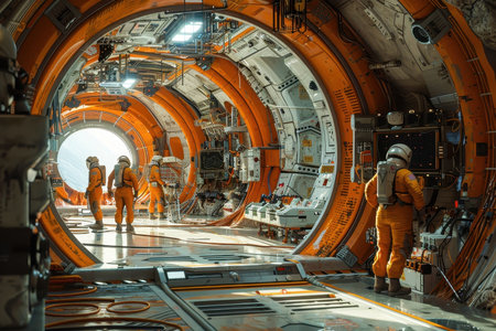 Showcases the rigorous training and preparation required for a space mission.の素材