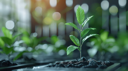 Futuristic bar chart projecting anticipated growth of eco-investing in coming years.の素材