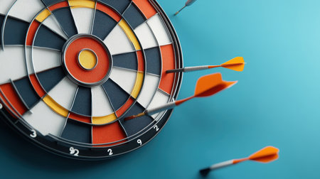 Stylized illustration of dartboard with bullseye in bold lines and colors.の素材