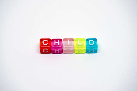 CHILD word with colorful alphabet beadsの写真素材