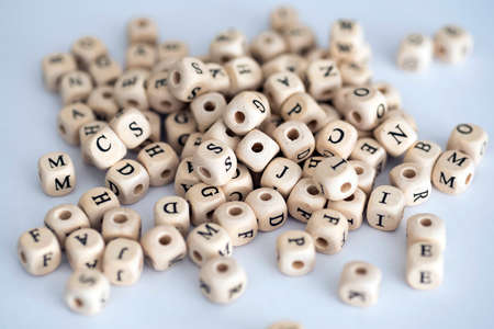 Wooden alphabet beadsの写真素材