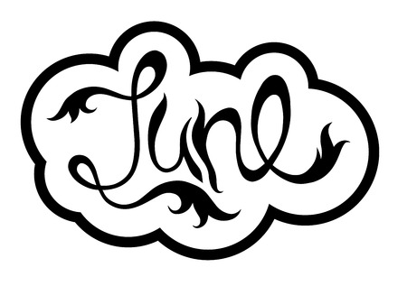 Summer June month hand drawn lettering isolated on white.のイラスト素材
